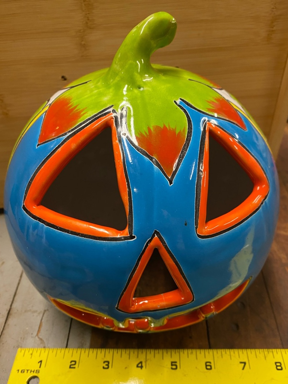 Venegas Hand Made Talavera Jack O’Lantern Pumpkin | Floral Ceramic Pottery - Picture 11 of 13